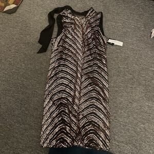 Robbie Bee Petite Sequin Bow-Back Sleeveless Shift Dress Size Large
